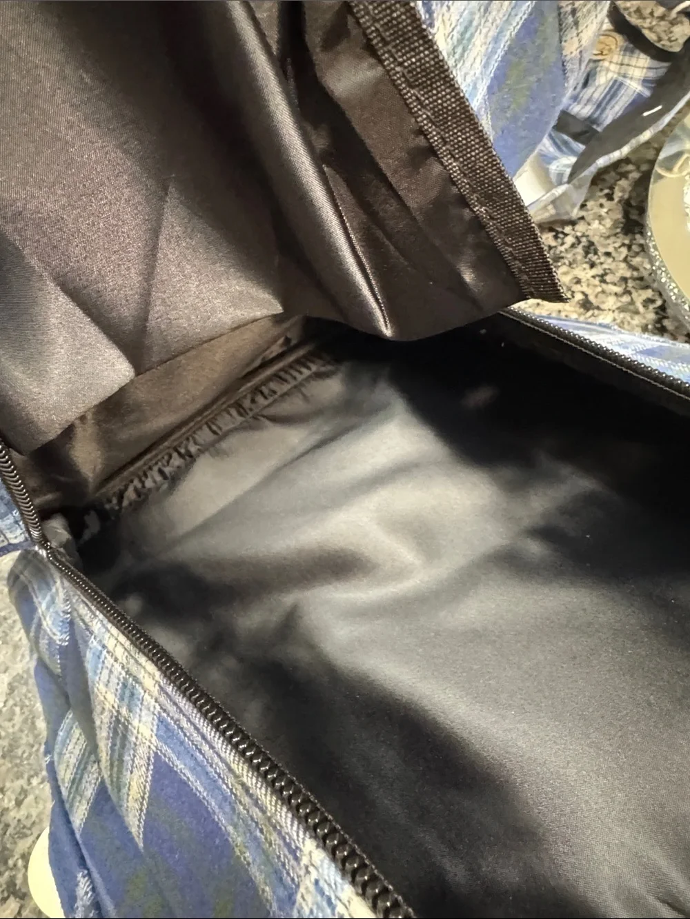 Backpacker Blue Plaid full size Backpack with Matching Cap NWT